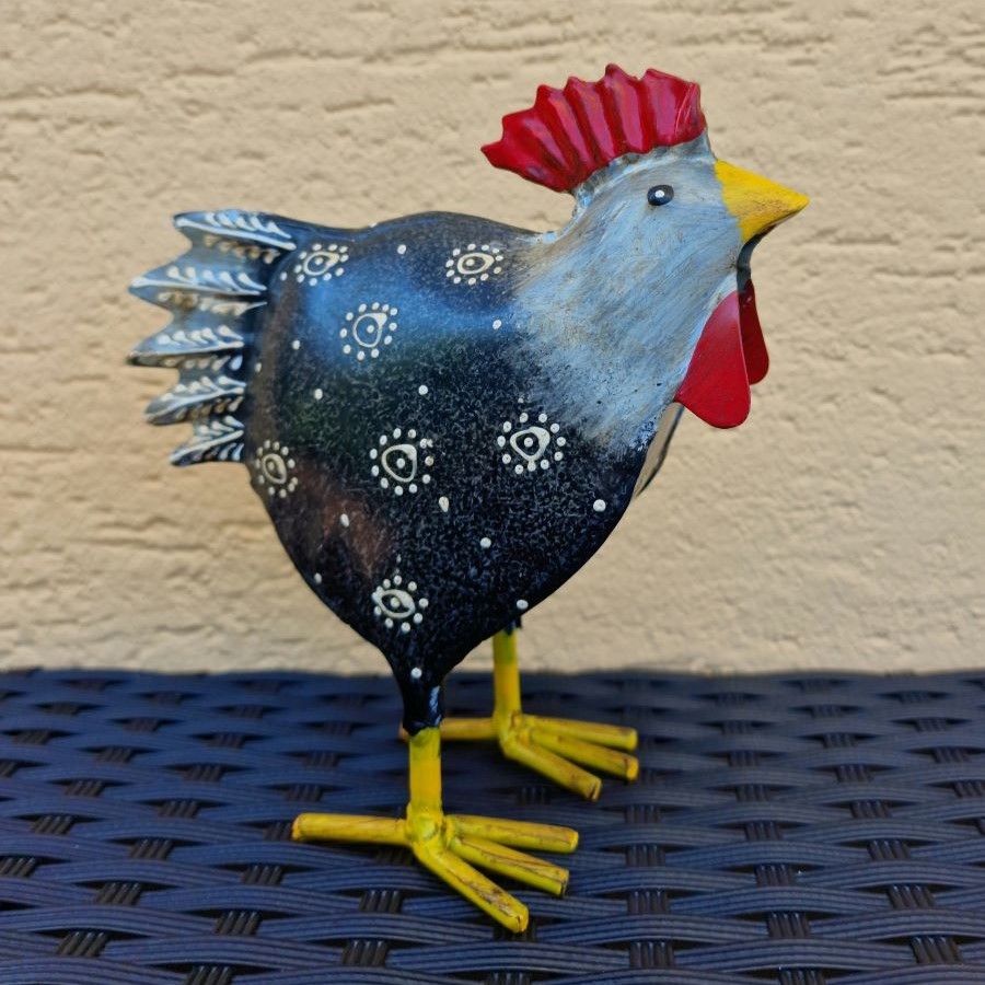 Coq en métal noir petit modèle