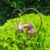Pique en métal en forme de coeur et ses 2 oiseaux
