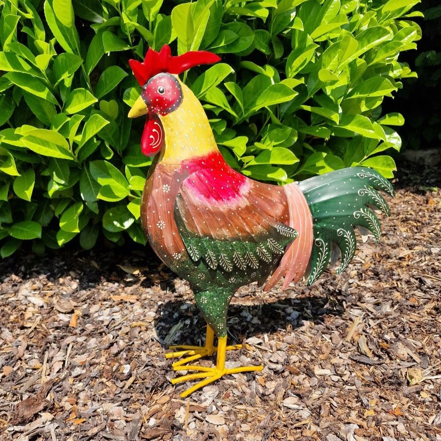 Coq en métal avec un dégradé de couleurs