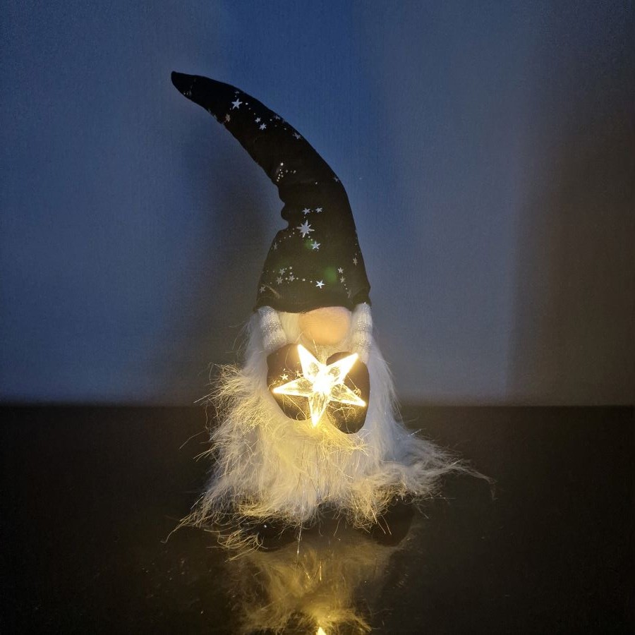 Gnome Noir étoile LED